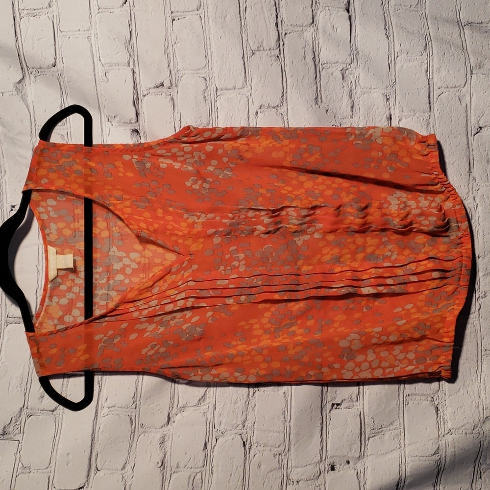 Bannana Republic sheer sleeveless blouse orange grey SzM